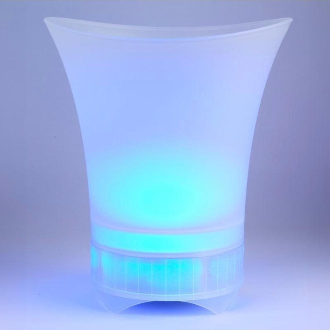 Colorful LED cup on a light gray background