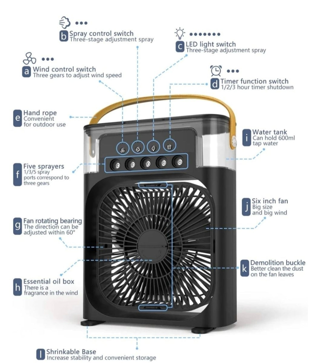 7 Colours LED Portable Air Cooler Fan Medium