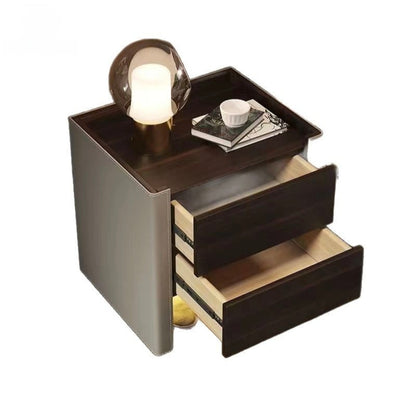 Bedside Table with 2 Drawers and Integrated Lamp