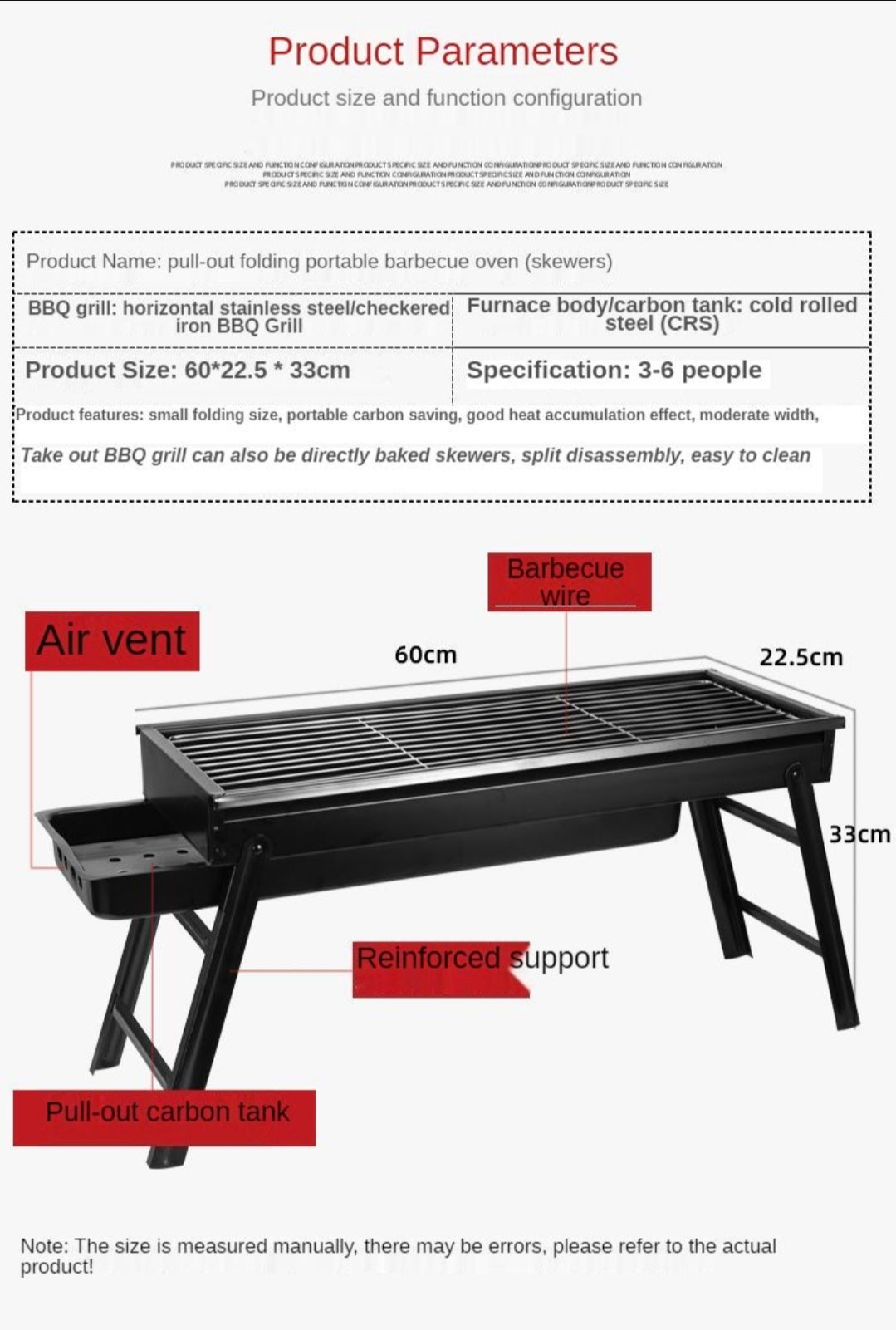 Portable BBQ Braai Stand – Foldable Charcoal Grill for Camping & Outdoor