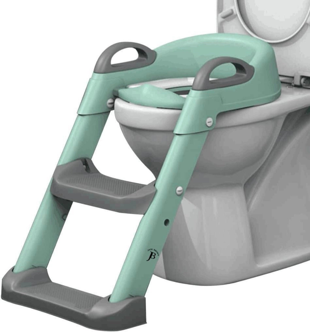 Toilet step ladder attached to a toilet on a white background