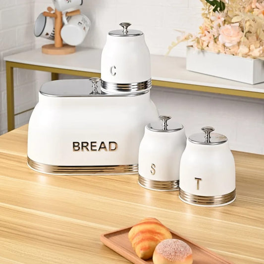 Stainless Steel 4 Piece Canister Set - Airtight Kitchen Storage