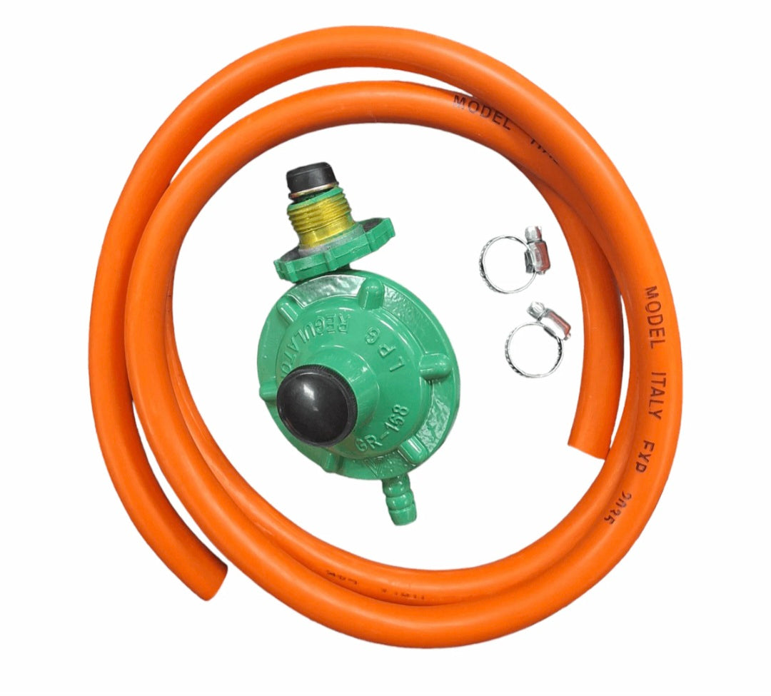 Bullnose LPG Gas Regulator with 2 m Hose & Clamps