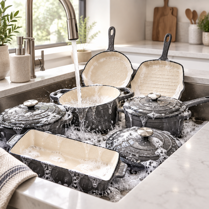 11-Piece Cast Iron Cookware Set – Pots, Pans & Lids