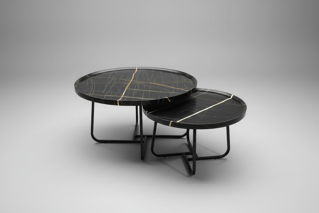 Nesting Duo Coffee Tables – Modern Wood & Metal Set