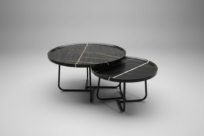 Nesting Duo Coffee Tables – Modern Wood & Metal Set