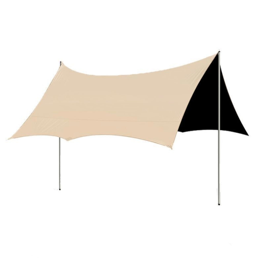 Beige and black sail with stands on a white background
