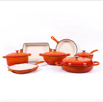 11-Piece Cast Iron Cookware Set – Pots, Pans & Lids