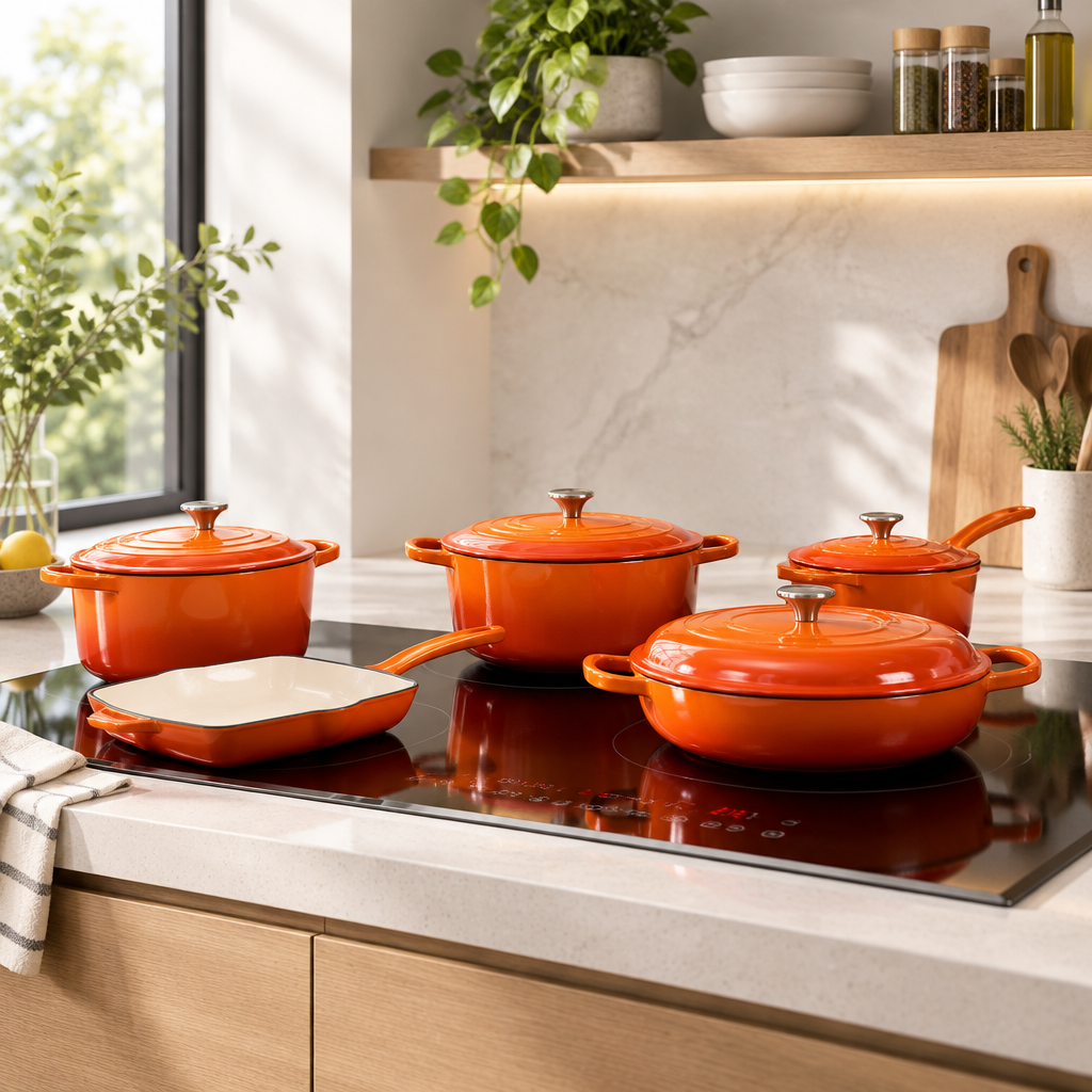 11-Piece Cast Iron Cookware Set – Pots, Pans & Lids