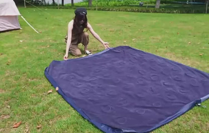 Inflatable Flocked Airbed – Soft Velvet Top, Durable PVC Base (Blue)