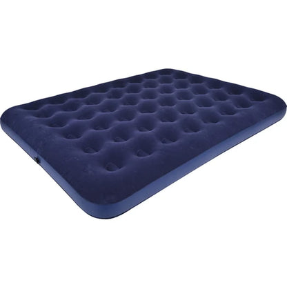 Inflatable Flocked Airbed – Soft Velvet Top, Durable PVC Base (Blue)