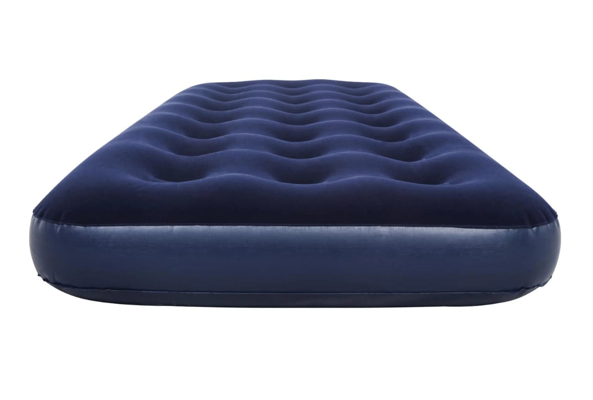 Inflatable Flocked Airbed – Soft Velvet Top, Durable PVC Base (Blue)