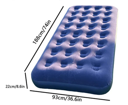 Inflatable Flocked Airbed – Soft Velvet Top, Durable PVC Base (Blue)