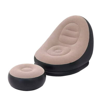 Inflatable chair and ottoman set on a white background